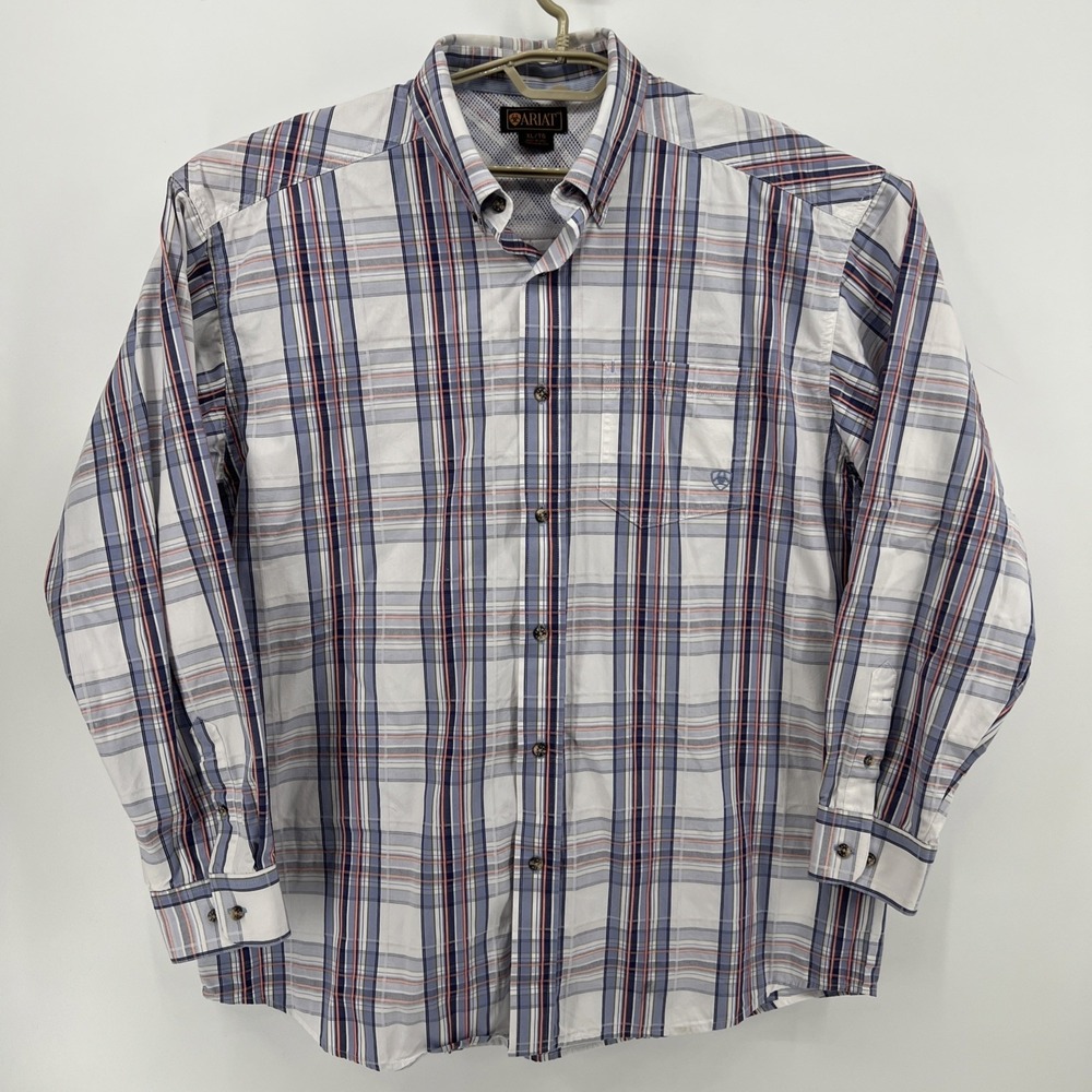 Ariat Men's XL Western Country Cowboy Plaid Button Down Shirt Cotton Blend